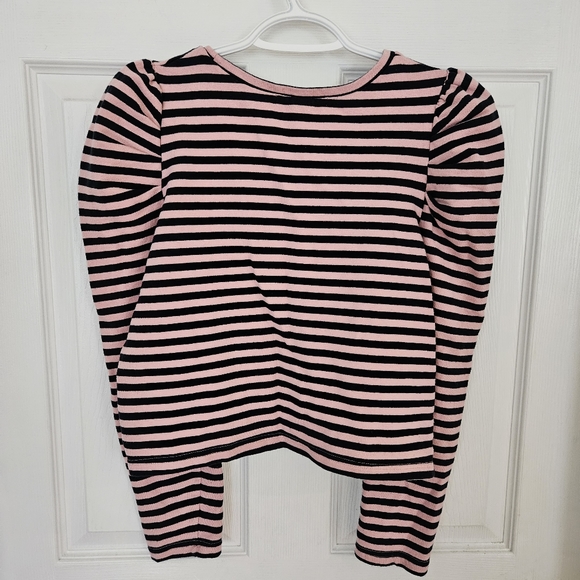 COPY - Rebecca Minkoff navy blue and Pink striped puffy shoulders long sleeve t… - Picture 6 of 8